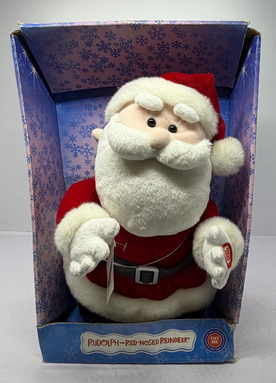 VNTG Rudolph the Red Nosed Reindeer Santa Claus Talking Musical Plush NIB 2004